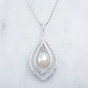 Set of Pearl Dangle Necklace and matching earrings - Lots #053, 054